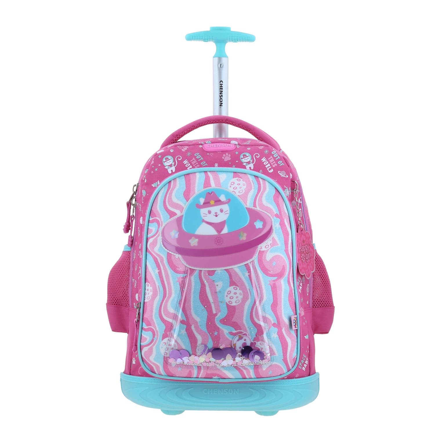 Mochila con Ruedas Happy Girl Rosa para Niña - Diversión y Durabilidad, modelo HG70161-P