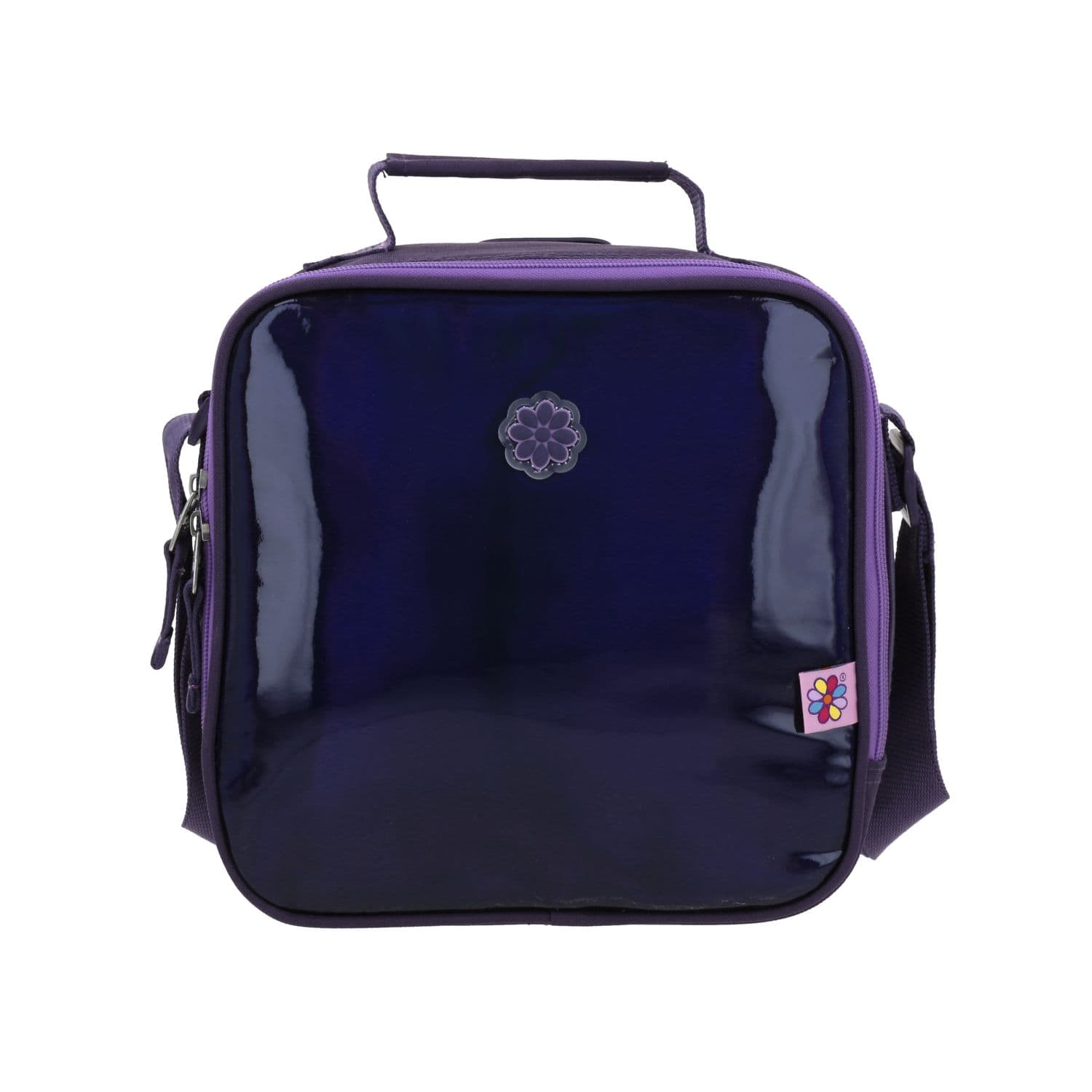 Lonchera escolar térmica Happy Girl uva con asa ajustable y divertida, modelo HG70167-U
