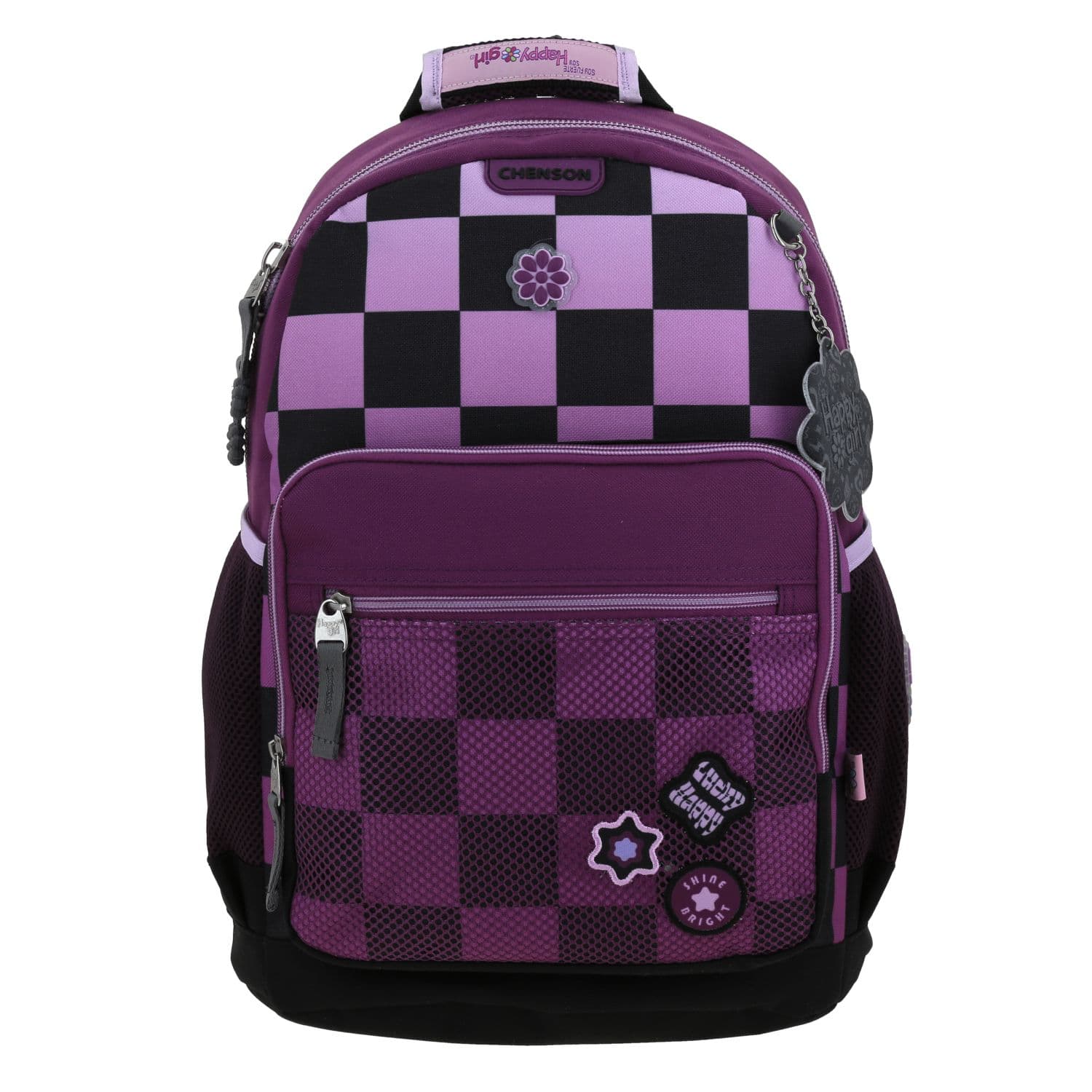 Mochila escolar para niña Happy Girl by Chenson color negro duradera, modelo HG70235-3