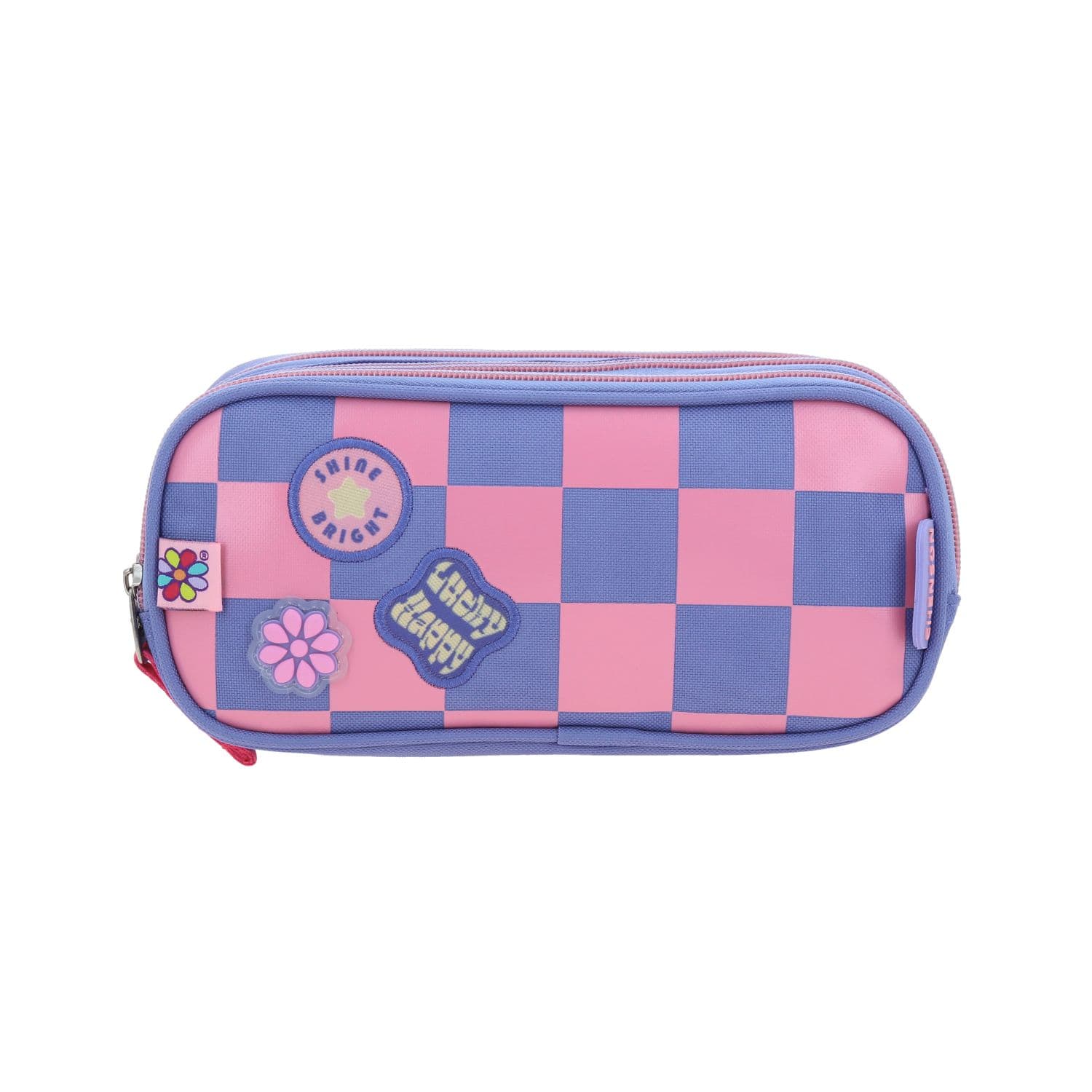 Lapicera escolar para niña Happy Girl by Chenson color uva con triple compartimento, modelo HG70237-U