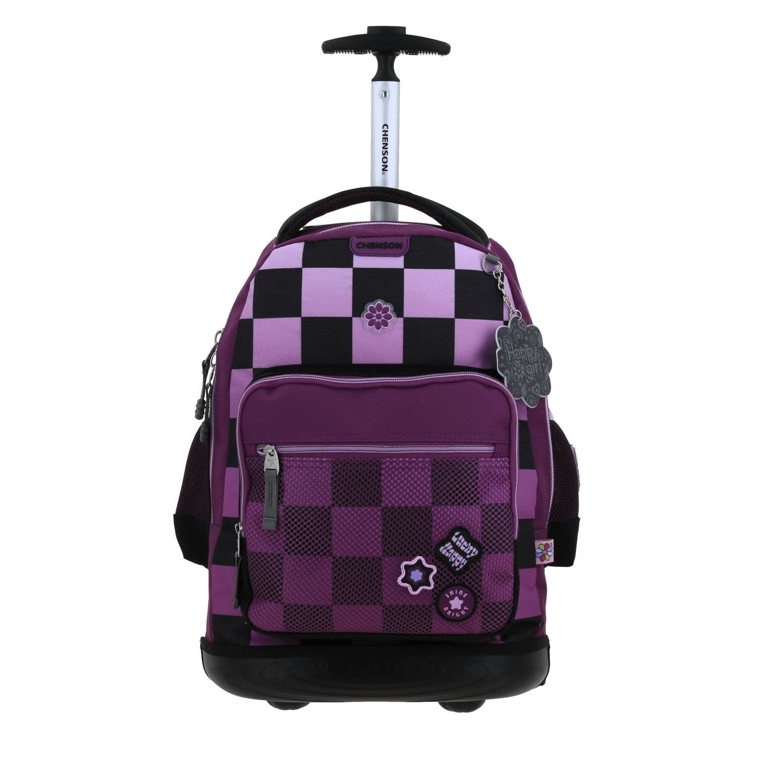 Mochila con Ruedas Happy Girl by Chenson Negra para Niña - Diversión y Durabilidad, modelo HG70238-3