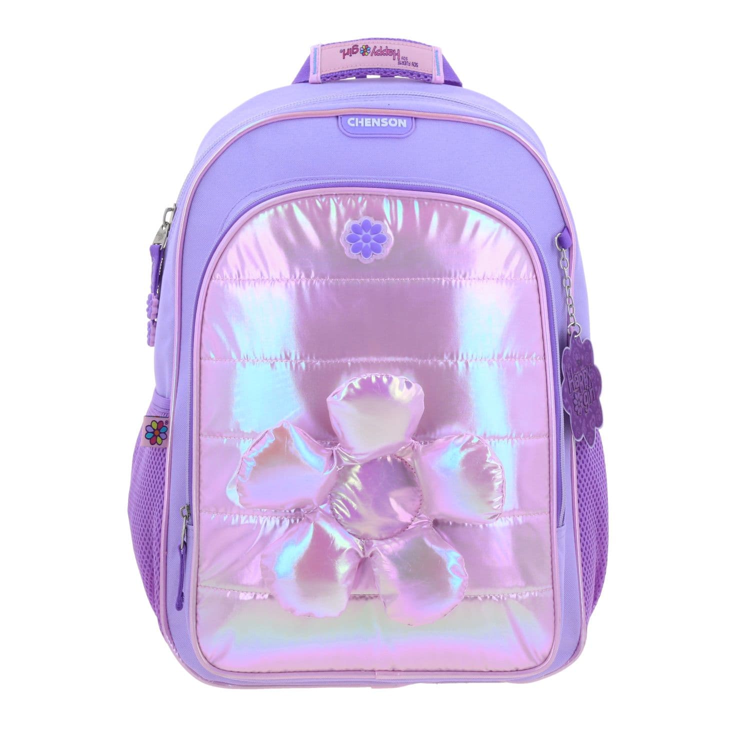 Mochila escolar para niña Happy Girl by Chenson Violeta con amplia capacidad, modelo HG70328-V