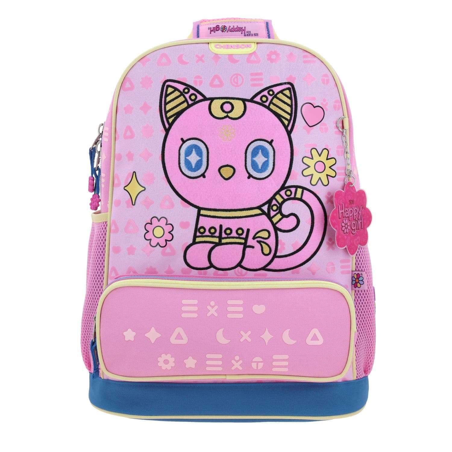 Mochila escolar para niña Happy Girl by Chenson rosa con seguridad y diversión, modelo HG70354-P