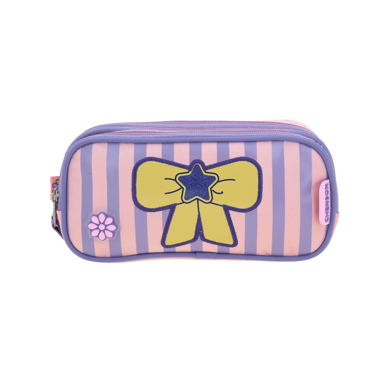 Lapicera escolar para niña Happy Girl by Chenson rosa triple compartimento, modelo HG70389-P
