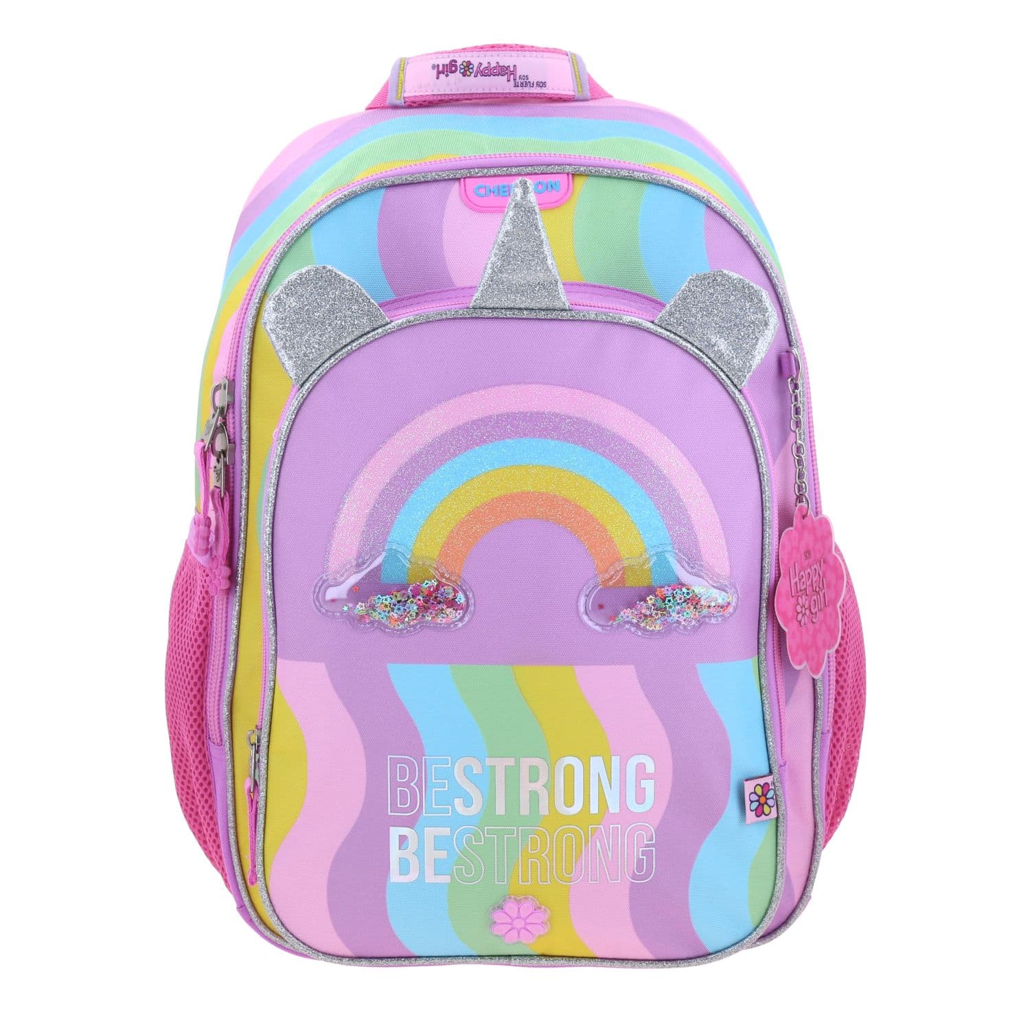 Mochila escolar para niña Happy Girl by Chenson multicolor con compartimentos, modelo HG70403-C