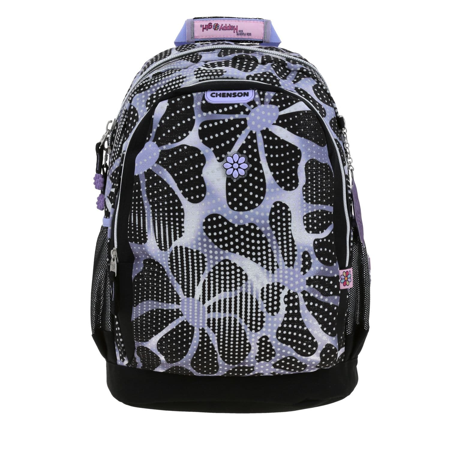 Mochila escolar para niña Happy Girl by Chenson color negro duradera, modelo HG70568-3