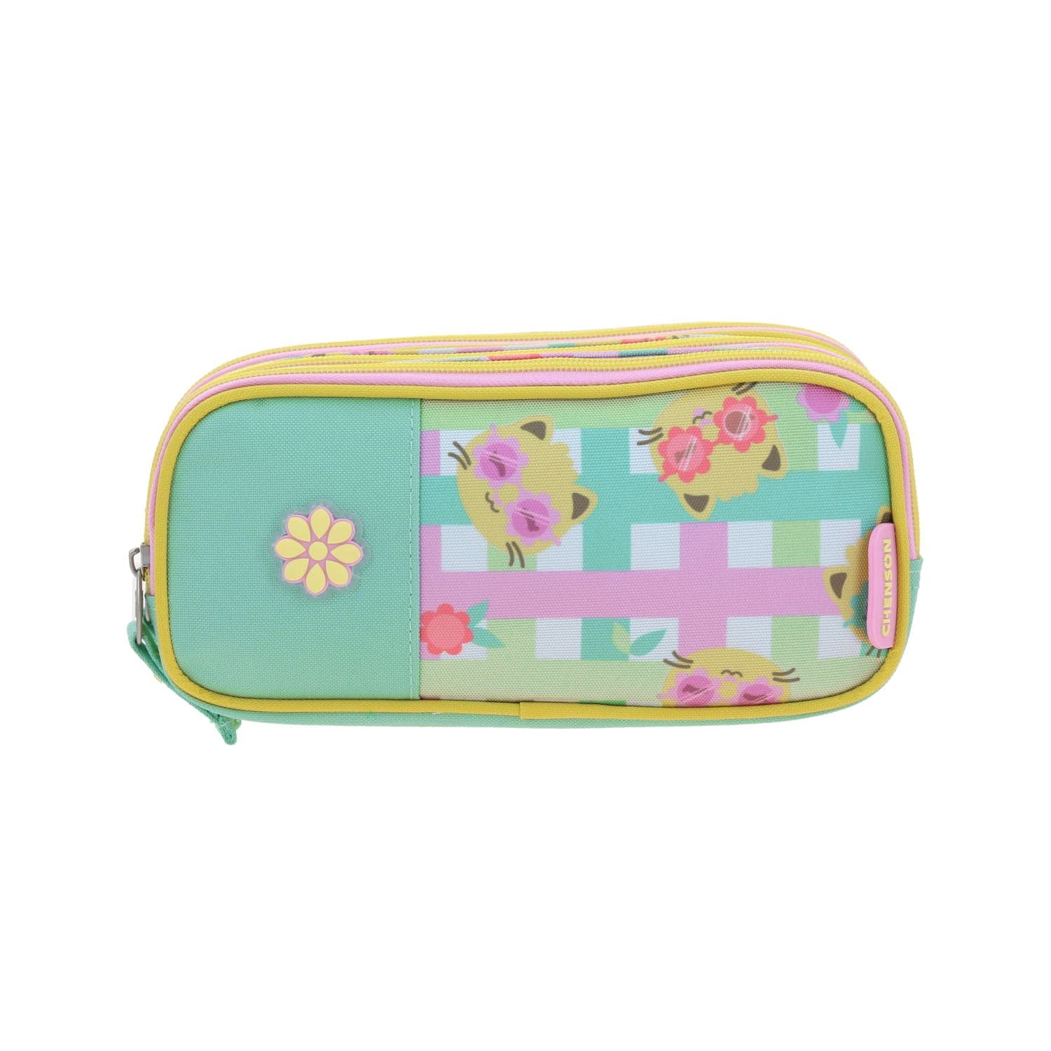 Lapicera escolar para niña Happy Girl rosa triple compartimento, modelo HG70708-P