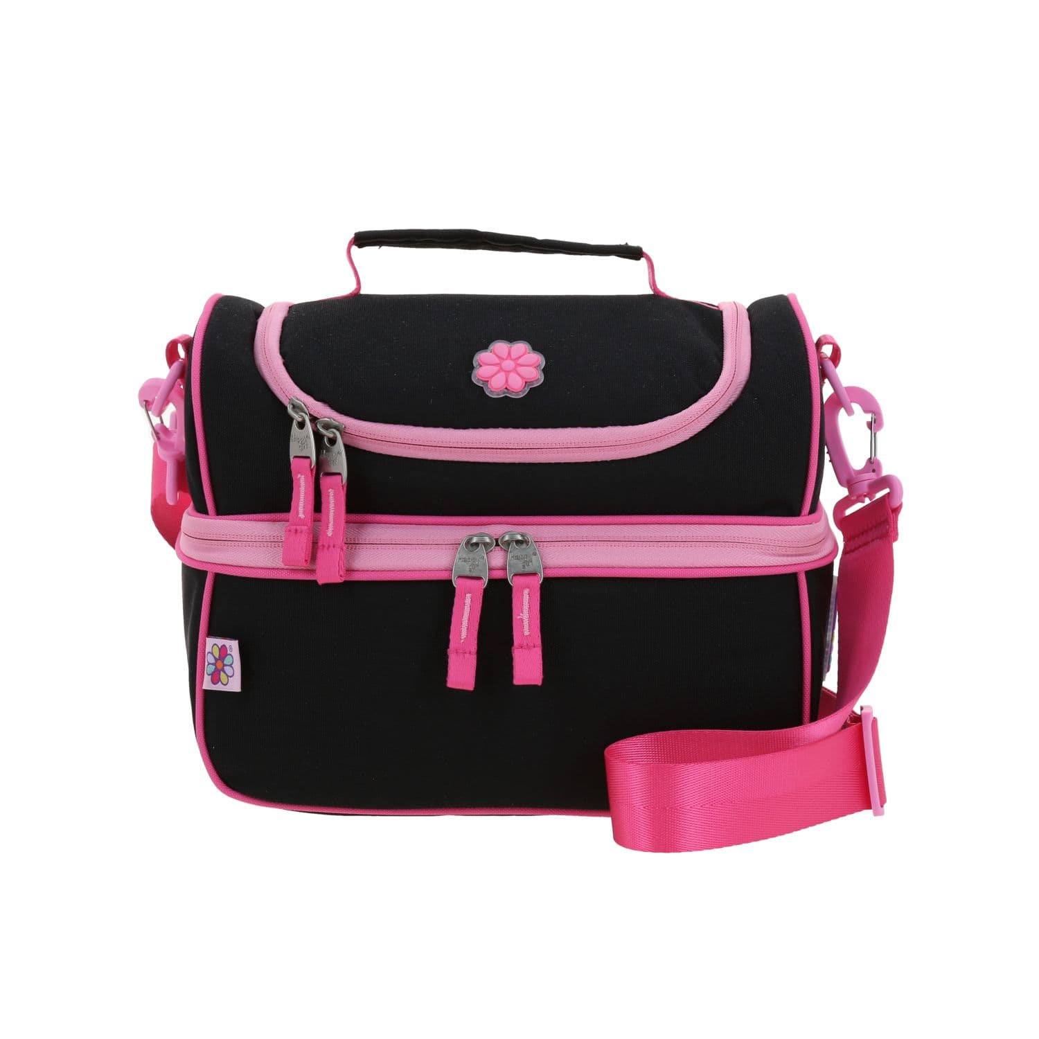 Lonchera escolar térmica Happy Girl by Chenson negra para niña, modelo HG70738-3