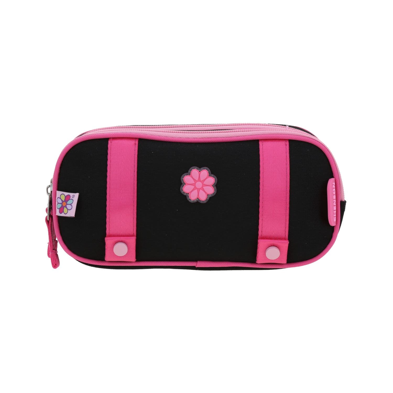 Lapicera escolar para niña Happy Girl by Chenson color negro con doble compartimento, modelo HG70739-3