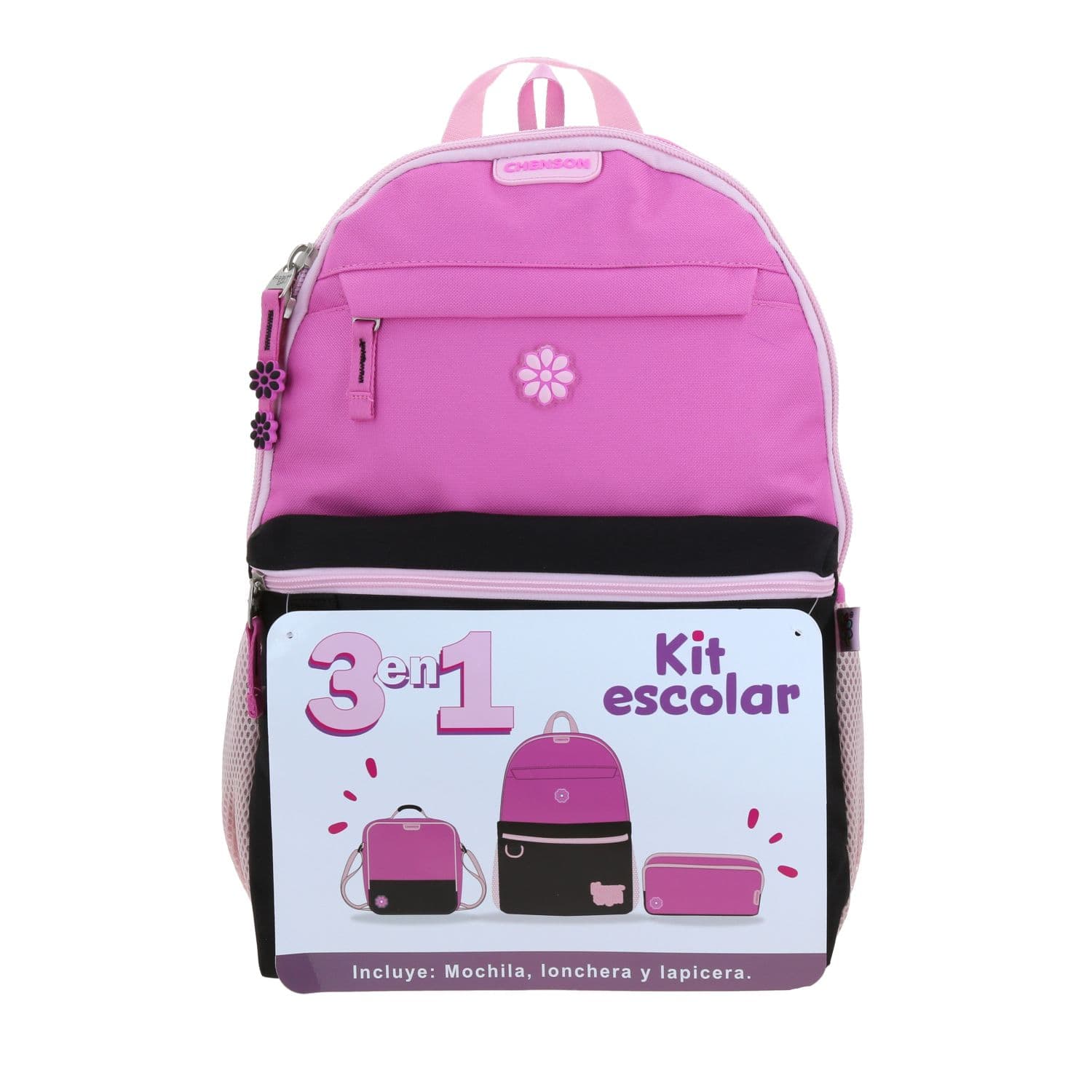 Mochila escolar para niña Happy Girl by Chenson negra con bolsillos prácticos, modelo HG70772-3