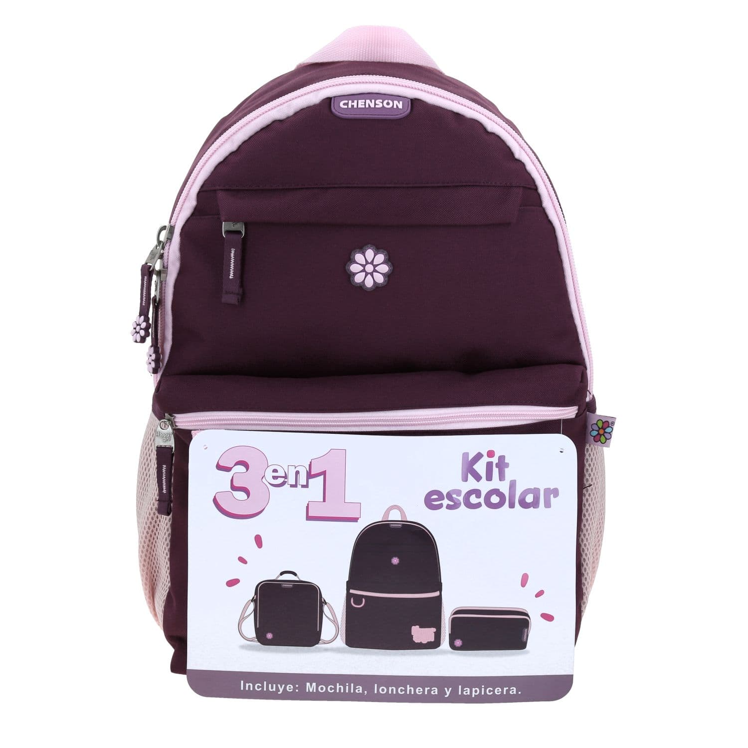 Mochila escolar para niña Happy Girl magenta con diseño divertido y segura, modelo HG70772-M