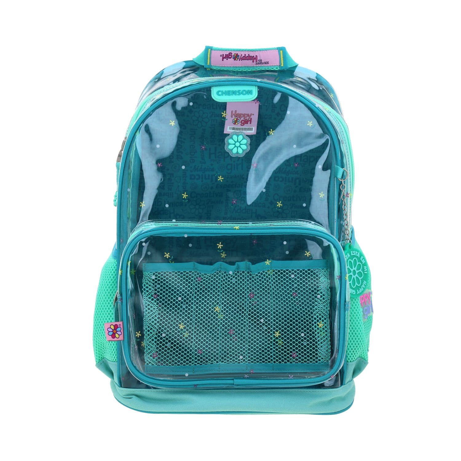 Mochila Escolar Happy Girl Turquesa Niña - Resistente PVC, modelo HG70802-T