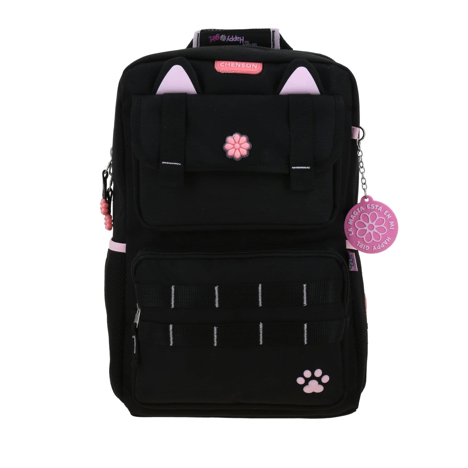 Mochila Escolar Happy Girl Negro 22cm - Resistente y Cómoda, modelo HG70815-3