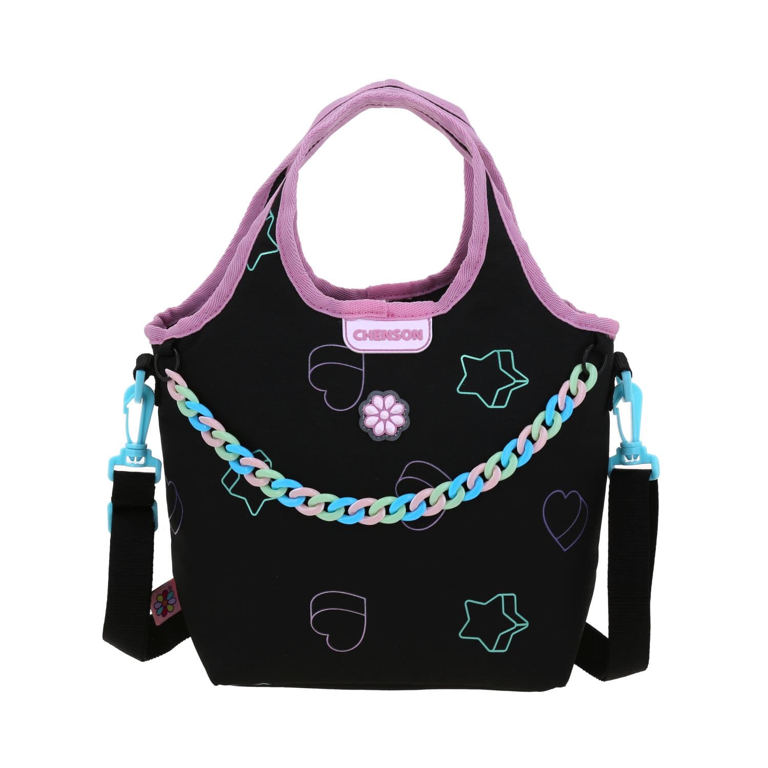 Lonchera Escolar Happy Girl Negro Térmica para Niña, modelo HG70820-3