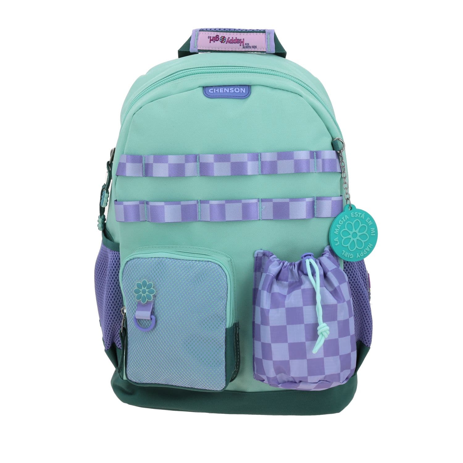 Mochila Escolar Happy Girl Verde | Resistente y Segura para Niñas, modelo HG70897-G