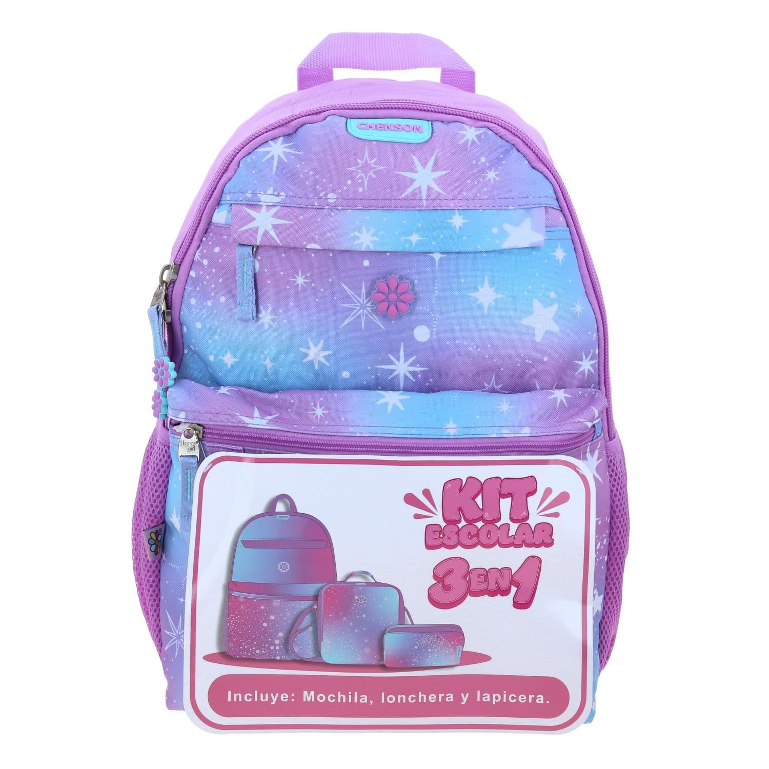 Mochila Escolar Happy Girl Multicolor Resistente Niña, modelo HG70961-C