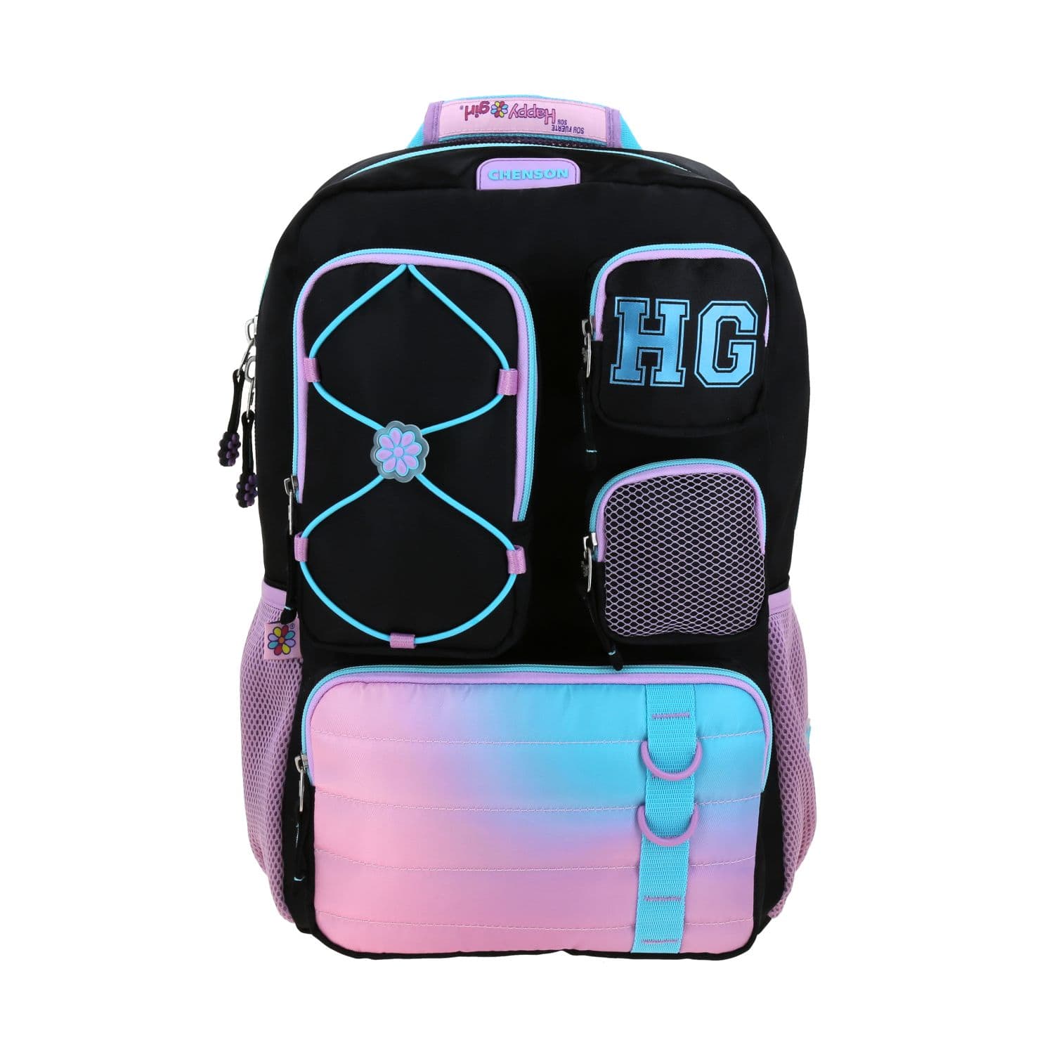Mochila escolar Happy Girl Negro para niña | Chenson HG70962-3, modelo HG70962-3