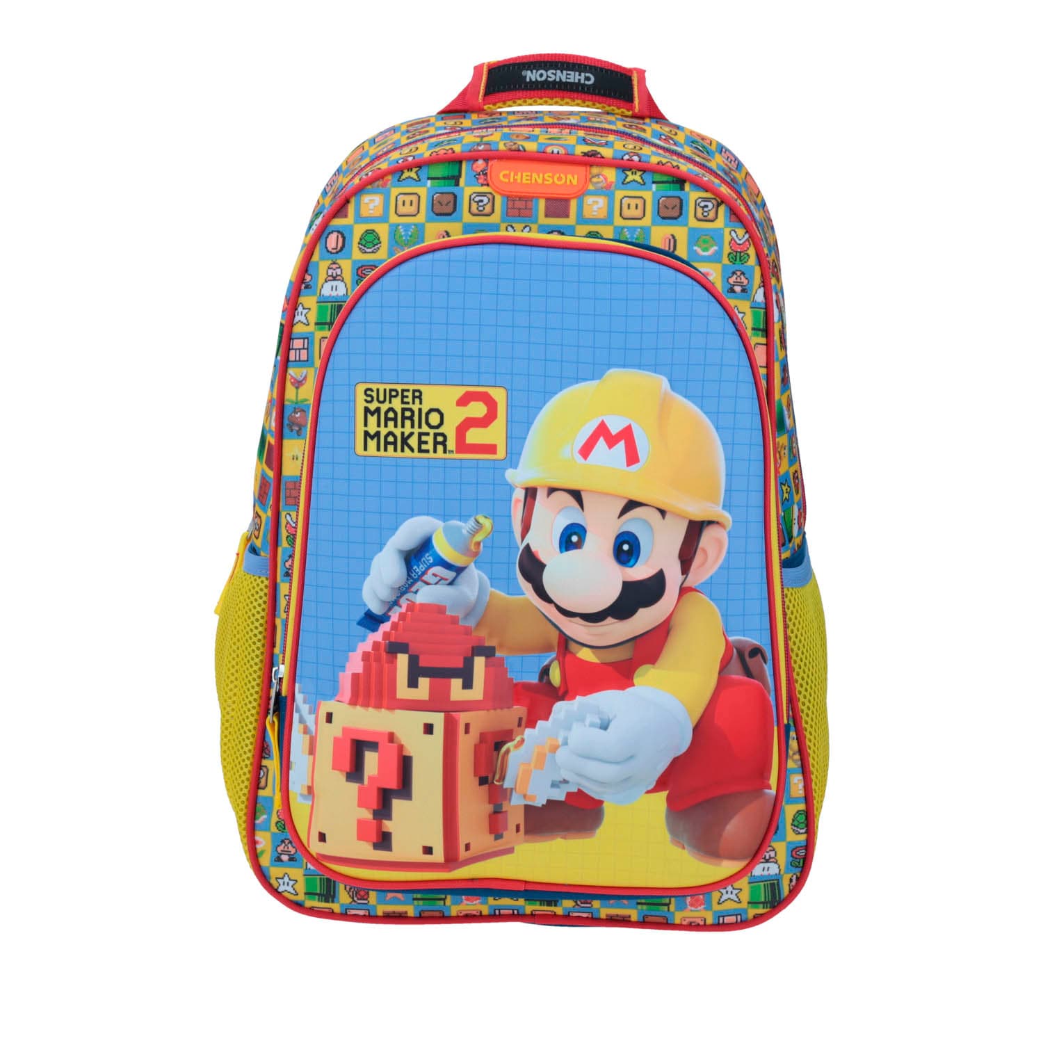 Mochila escolar para niño Mario Bros by Chenson Amarillo Divertida, modelo MB64439-L