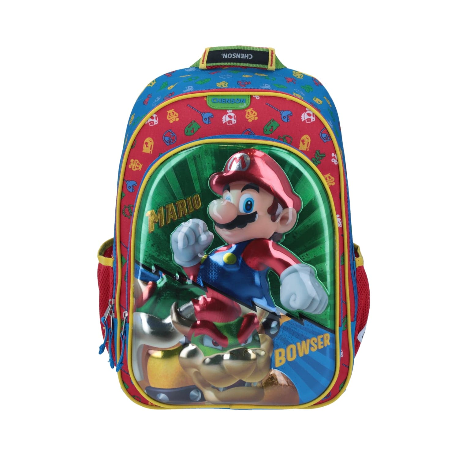 Mochila escolar para niño Mario Bros by Chenson color rojo divertida y duradera, modelo MB64544-R