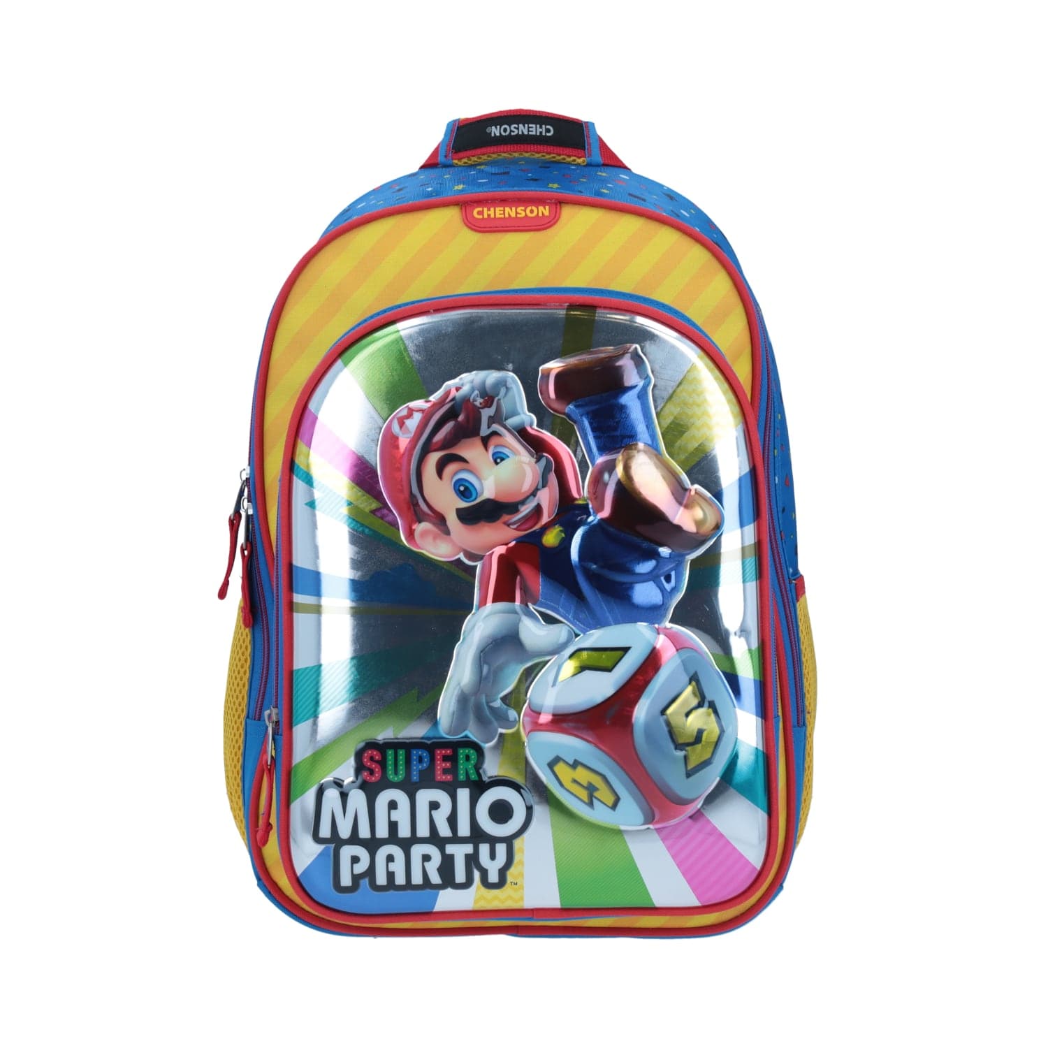 Mochila escolar para niño Mario Bros by Chenson azul con bolsillo frontal, modelo MB64564-9