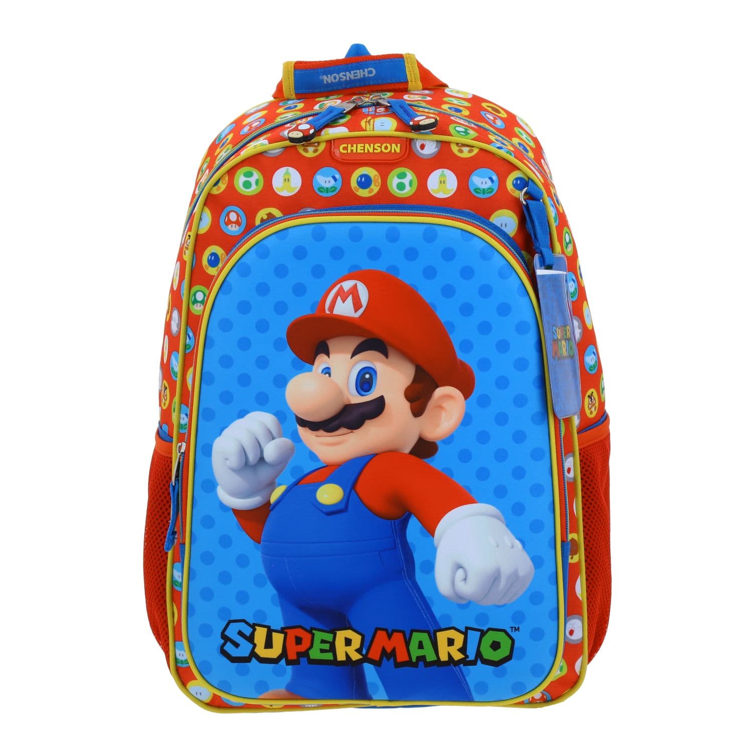 Mochila escolar para niño Mario Bros by Chenson azul con amplio compartimento, modelo MB65960-9