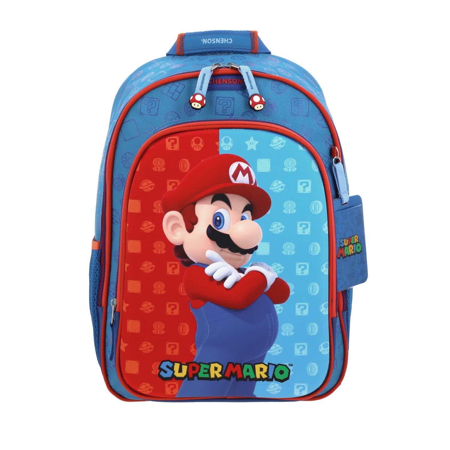 Mochila escolar para niño Mario Bros by Chenson Azul Divertida y Segura, modelo MB66078-9