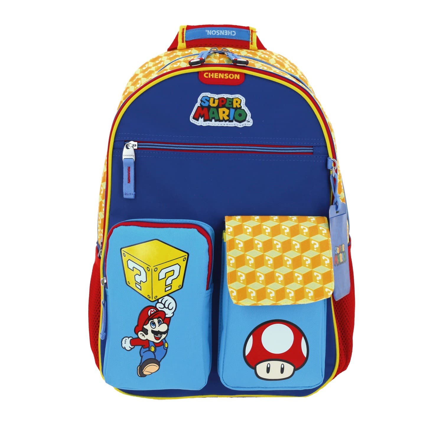 Mochila escolar para niño Mario Bros by Chenson color azul divertida, modelo MB66106-9