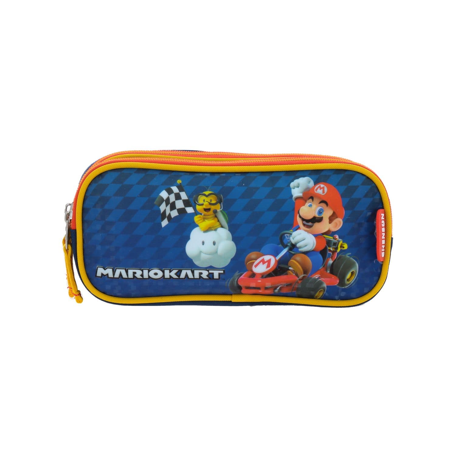 Lapicera escolar para niño Mario Bros by Chenson color azul con doble compartimento, modelo MB66165-9