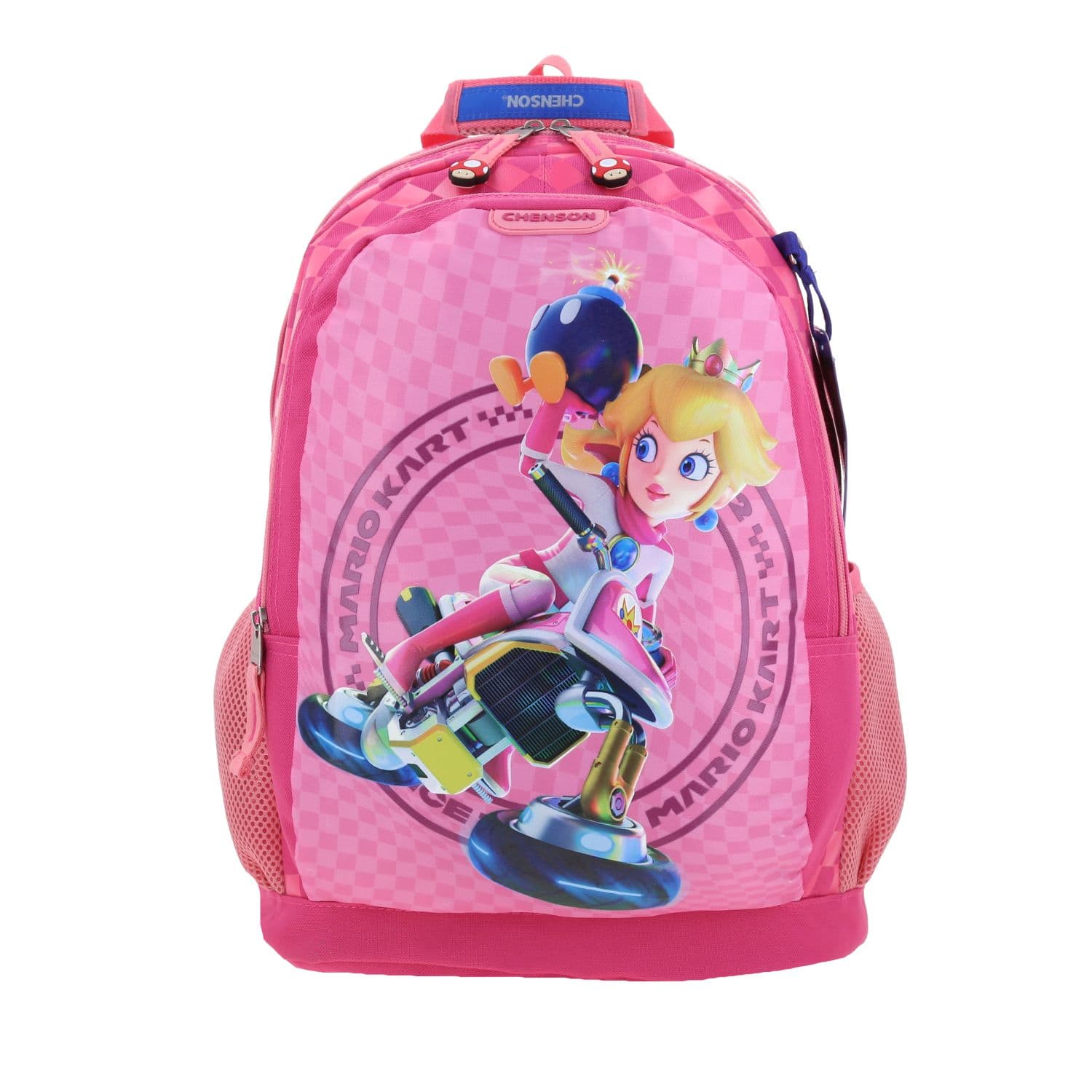 Mochila escolar para niña Mario Bros fucsia con diseño divertido y duradero, modelo MB66251-F