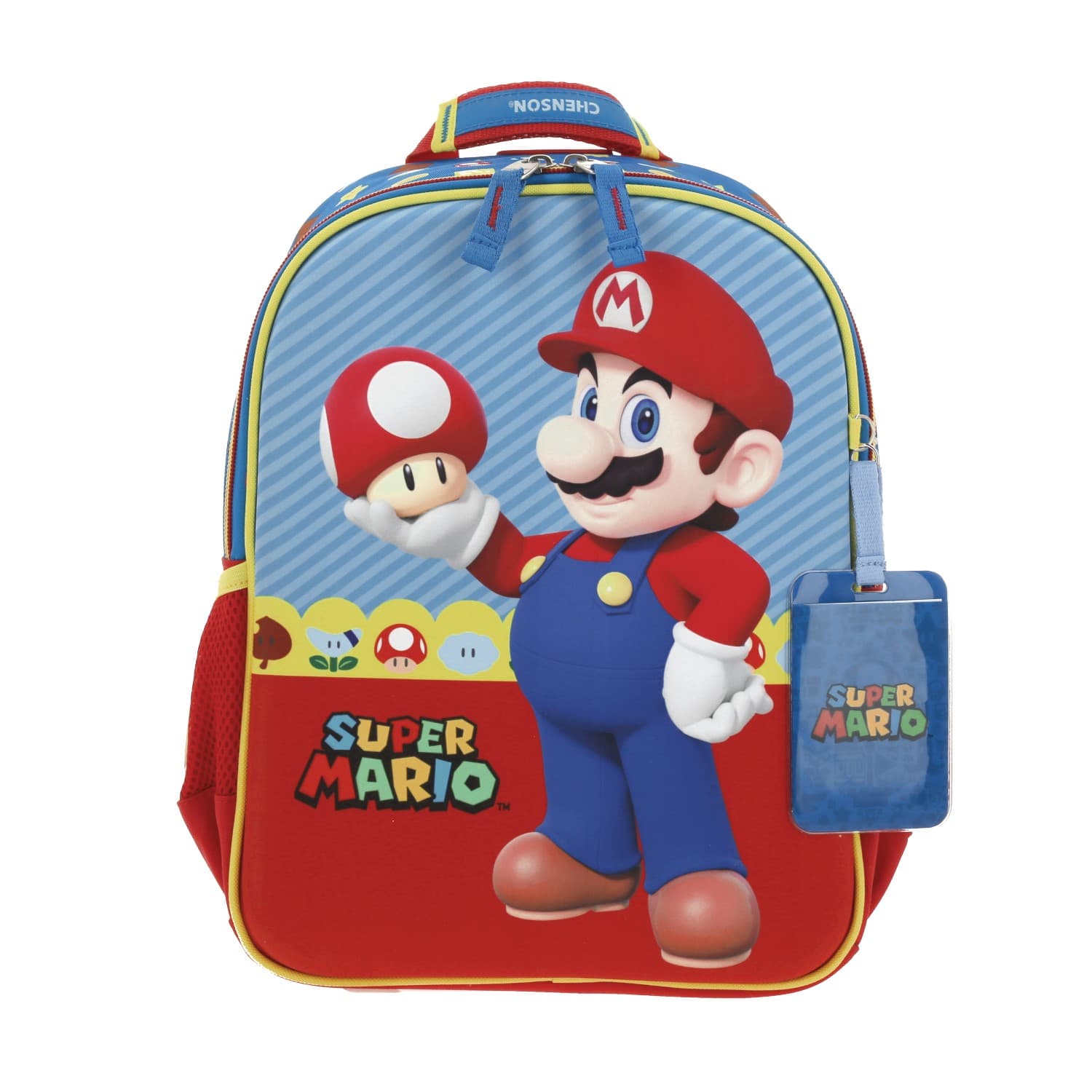Mochila escolar para niño Mario Bros by Chenson color azul divertida y duradera, modelo MB66262-9