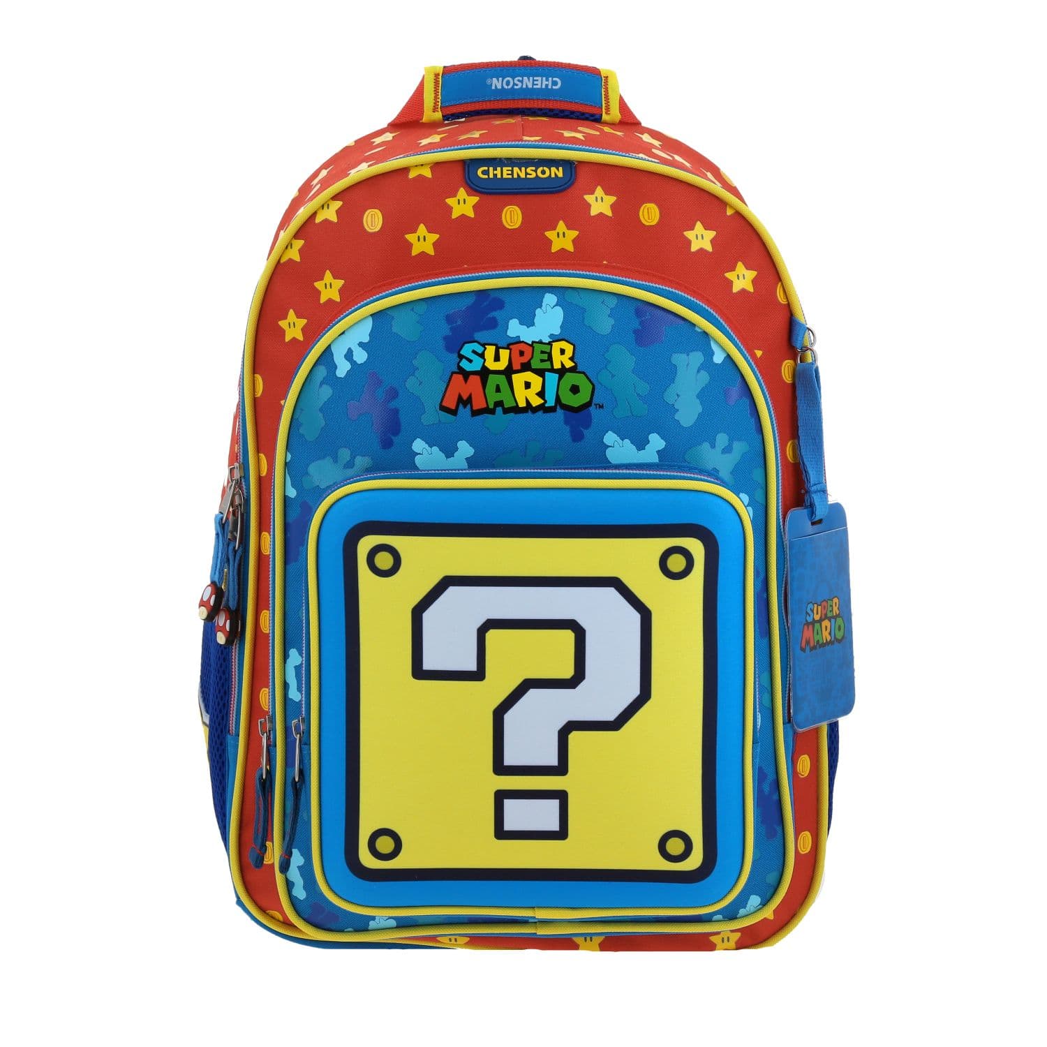 Mochila escolar para niño Mario Bros by Chenson color azul divertida y segura, modelo MB66265-9