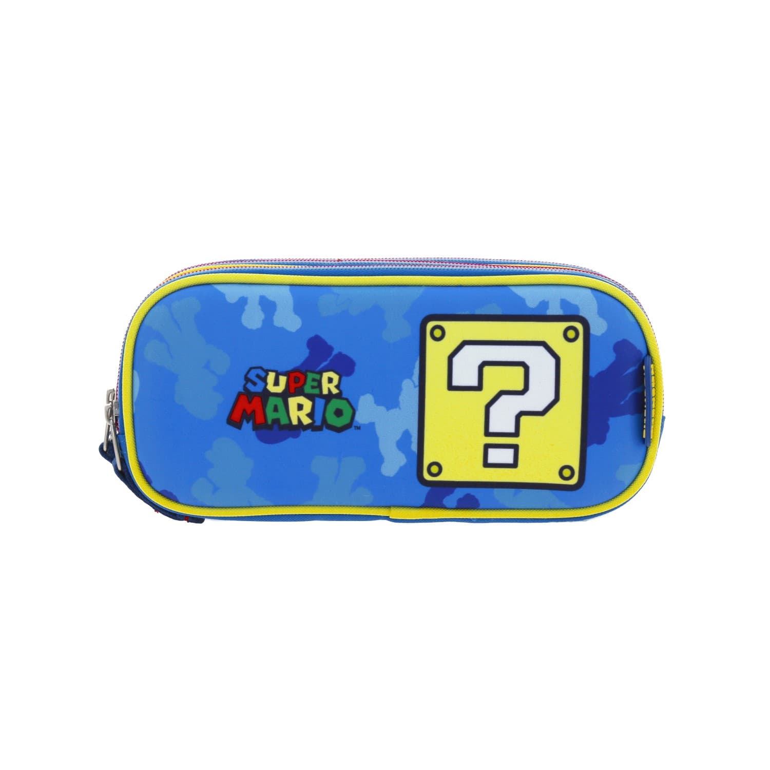 Lapicera escolar para niño Mario Bros by Chenson color azul con triple compartimento, modelo MB66267-9