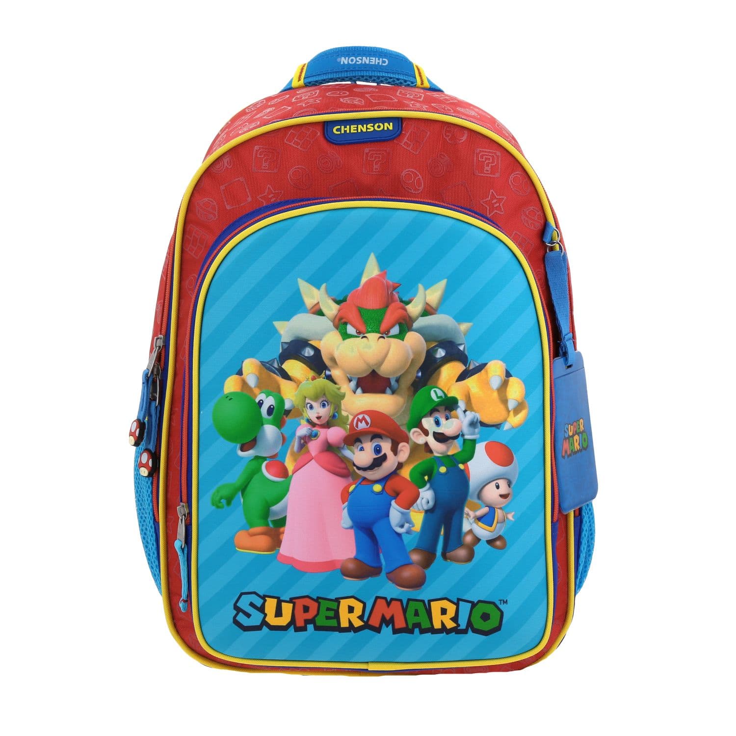 Mochila escolar para niño Mario Bros by Chenson color rojo divertida y duradera, modelo MB66368-R