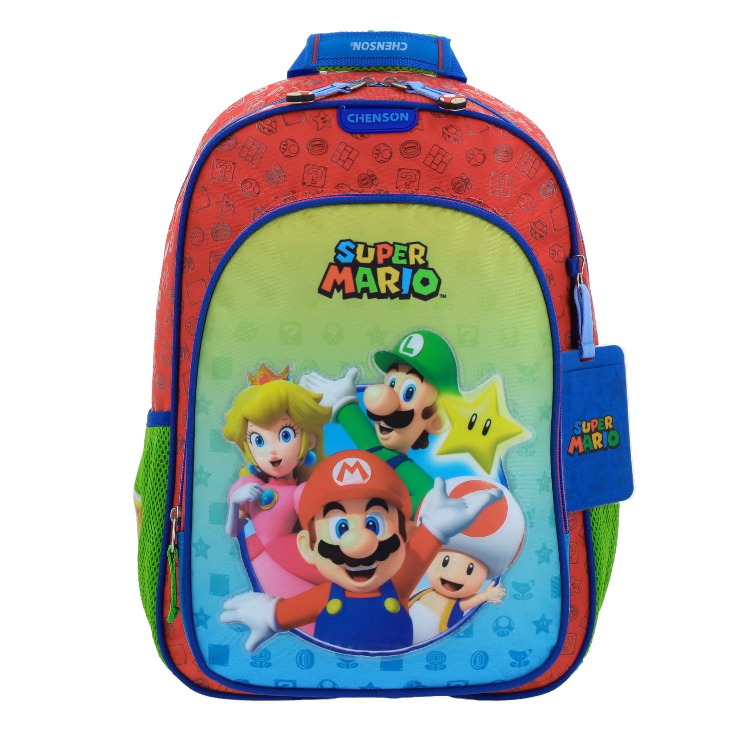 Mochila escolar para niño Mario Bros by Chenson color rojo - Diversión y durabilidad, modelo MB66454-R