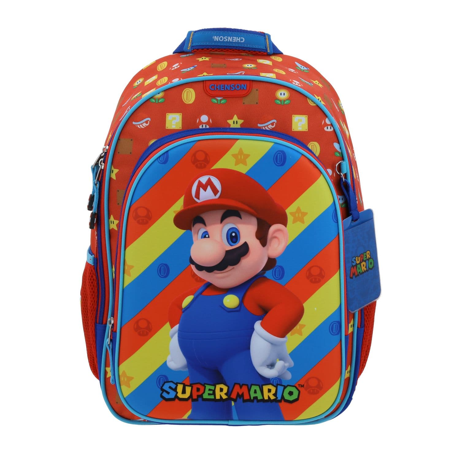 Mochila escolar para niño Mario Bros by Chenson color rojo divertida y segura, modelo MB66574-R