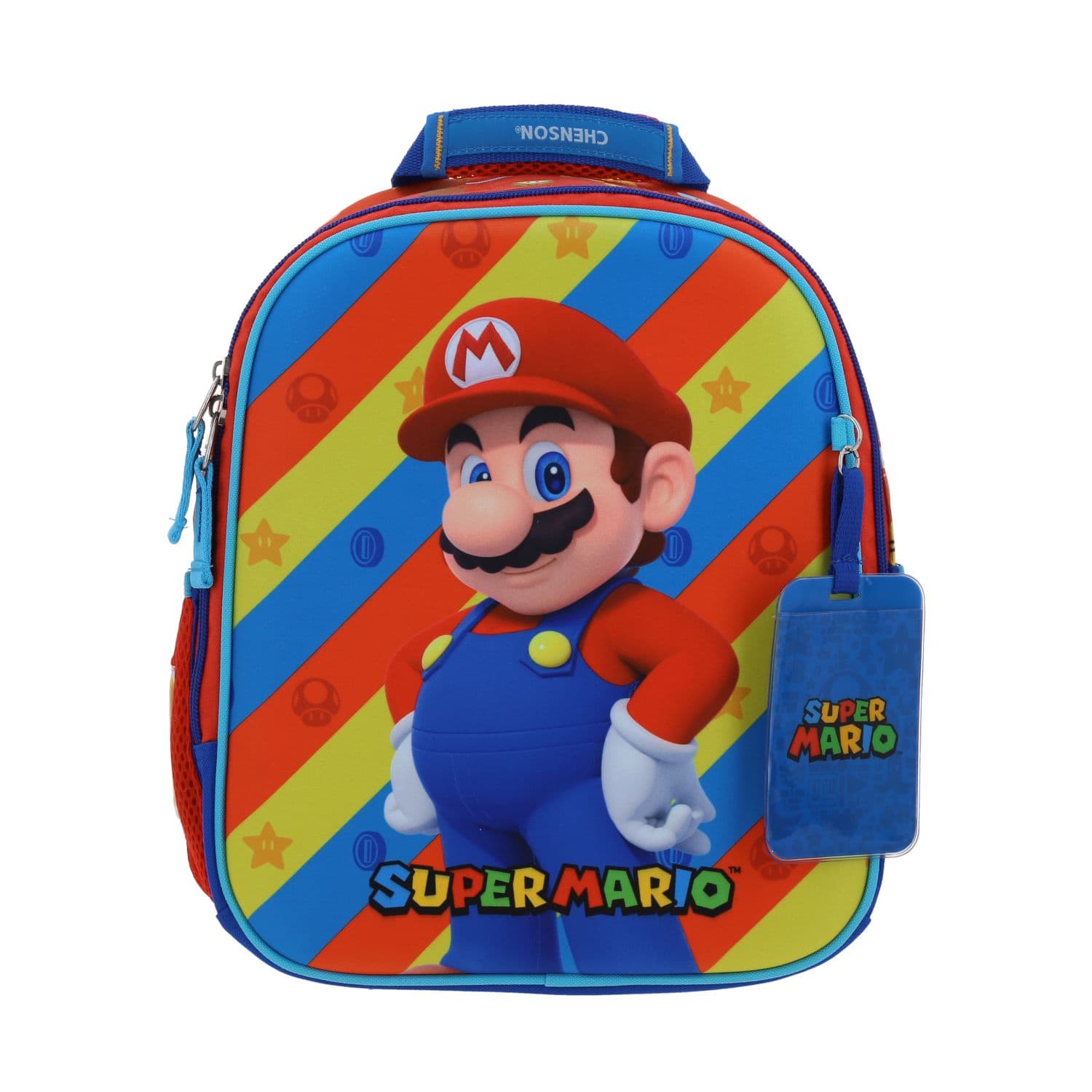 Mochila escolar para niño Mario Bros by Chenson color rojo diversión asegurada, modelo MB66579-R