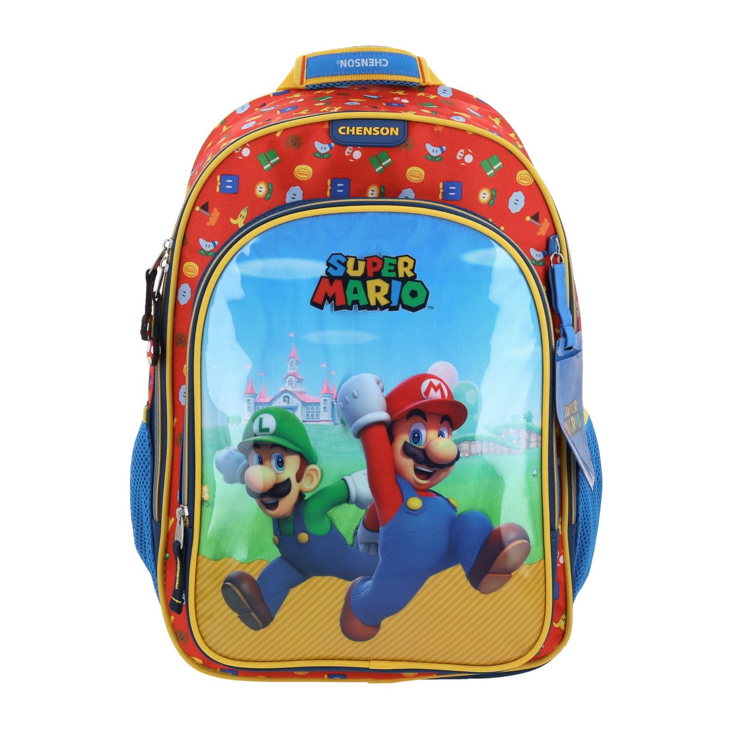 Mochila escolar para niño Mario Bros by Chenson azul con amplio compartimento, modelo MB66581-9