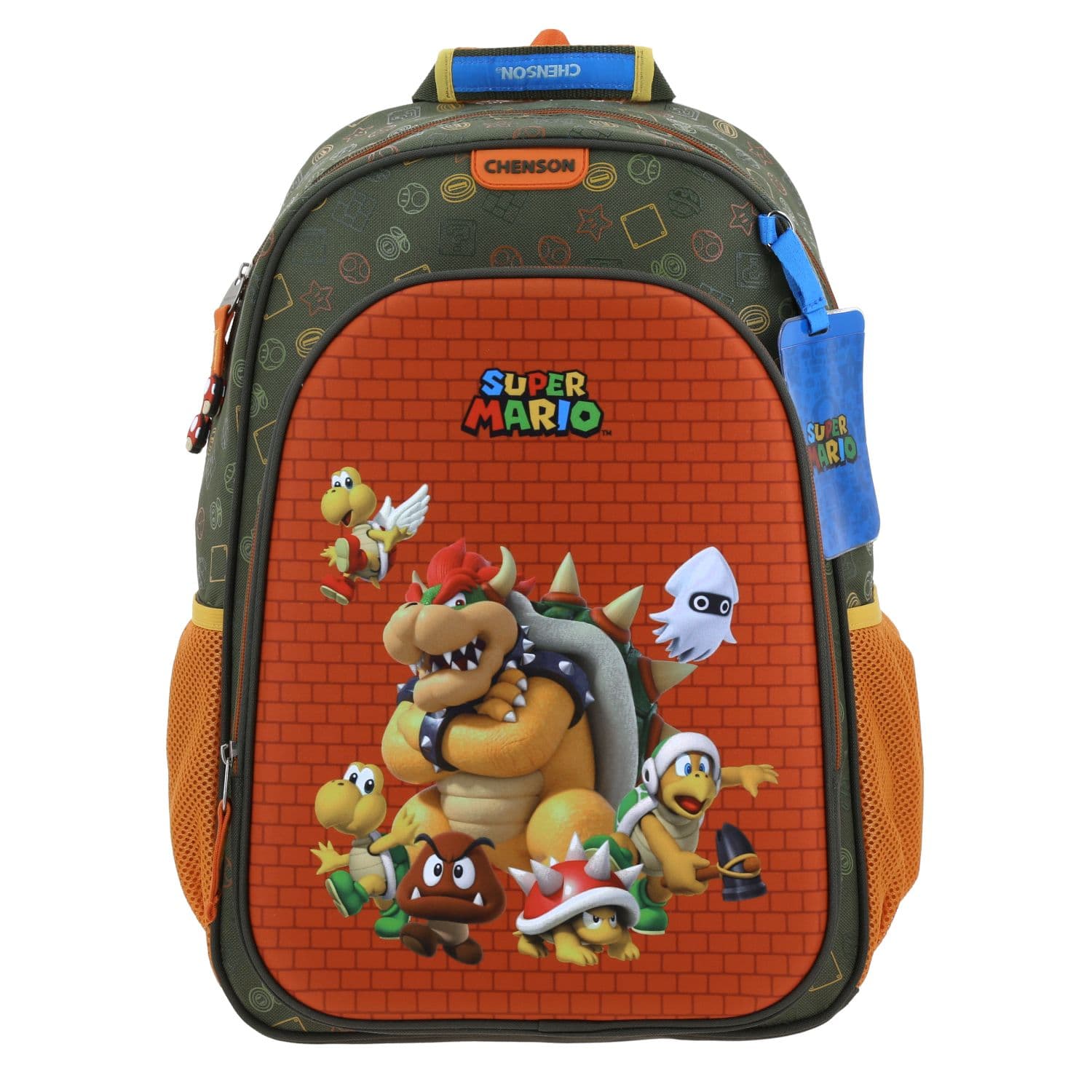 Mochila escolar para niño Mario Bros by Chenson color verde seco - Diversión y durabilidad, modelo MB66590-A