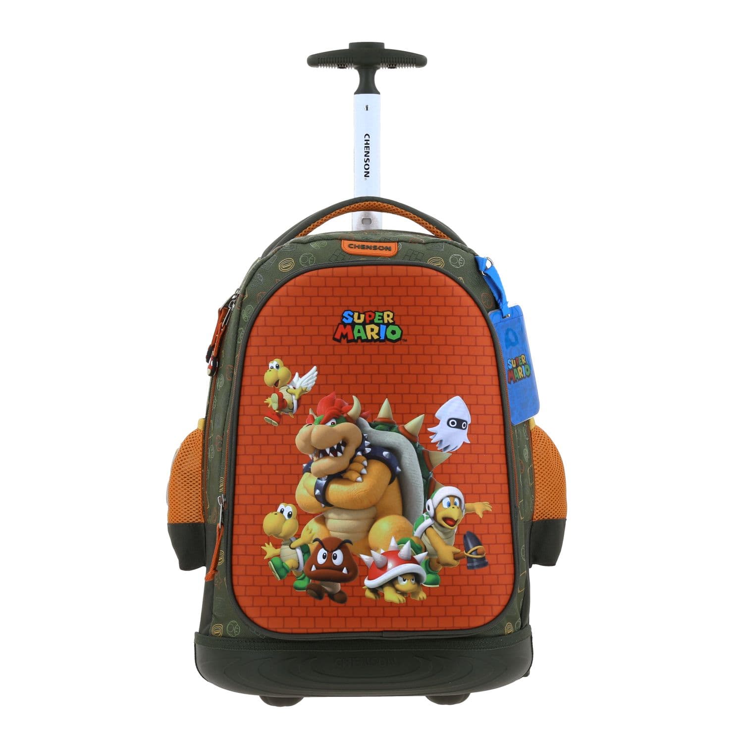 Mochila con Ruedas Mario Bros Verde Seco para Niño - Diversión y Durabilidad, modelo MB66594-A
