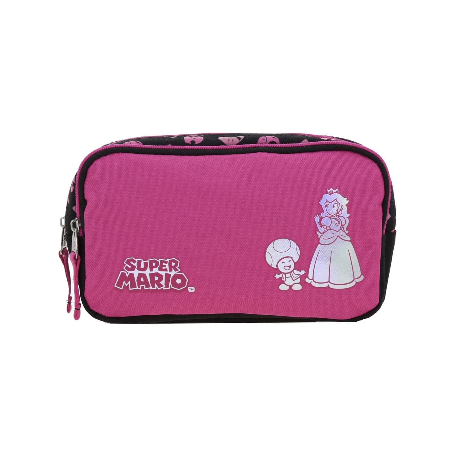 Lapicera escolar para niña Mario Bros by Chenson fucsia con doble compartimento, modelo MB66596-F