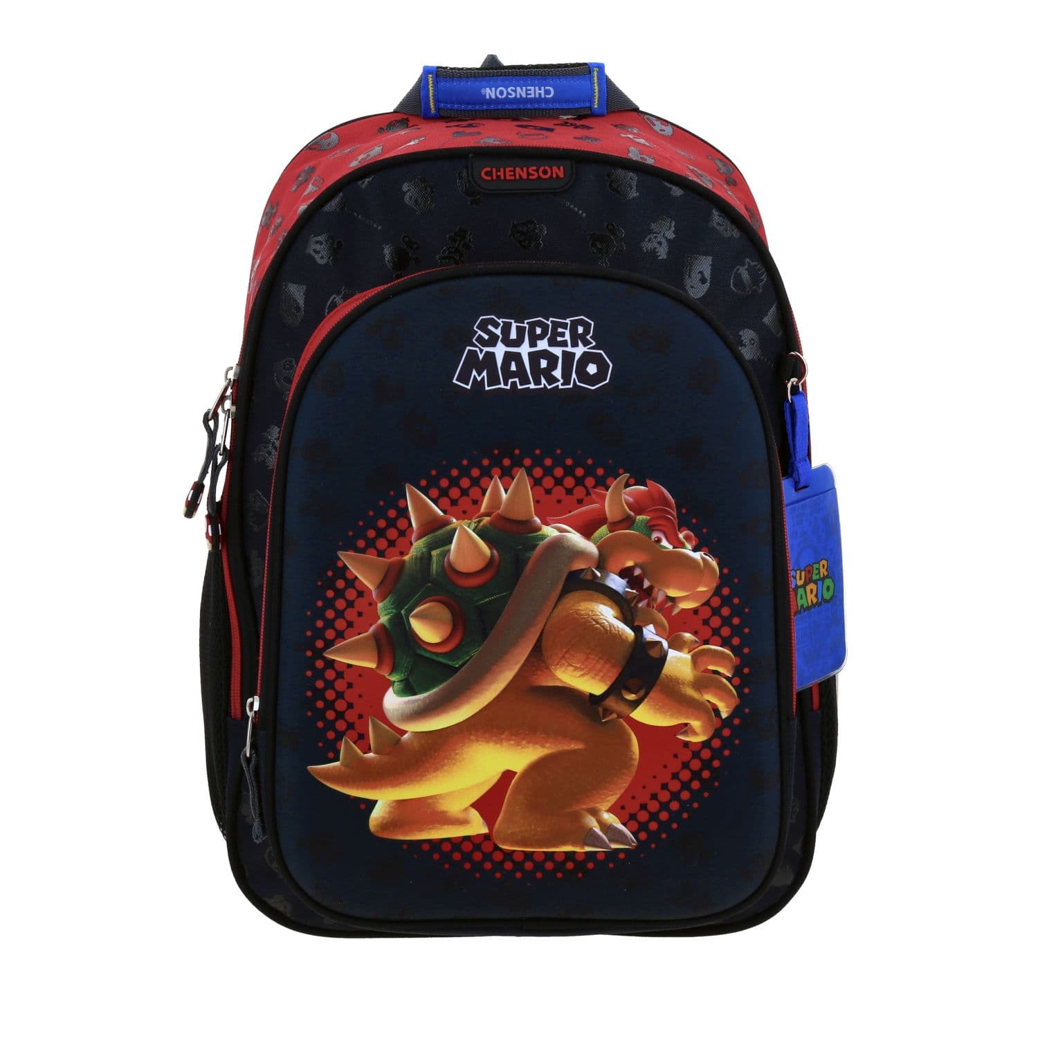 Mochila escolar para niño Mario Bros by Chenson color negro, divertida y resistente, modelo MB70205-3