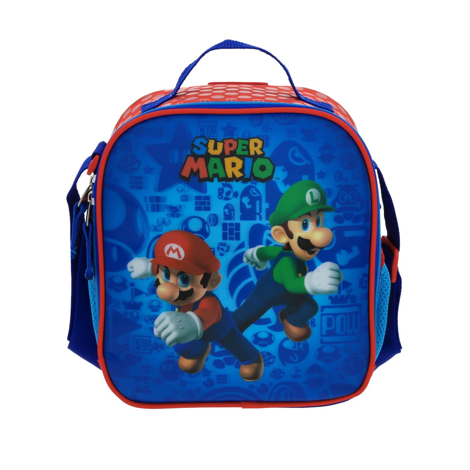 Lonchera escolar térmica Mario Bros by Chenson azul para niño - diversión y durabilidad, modelo MB70308-9