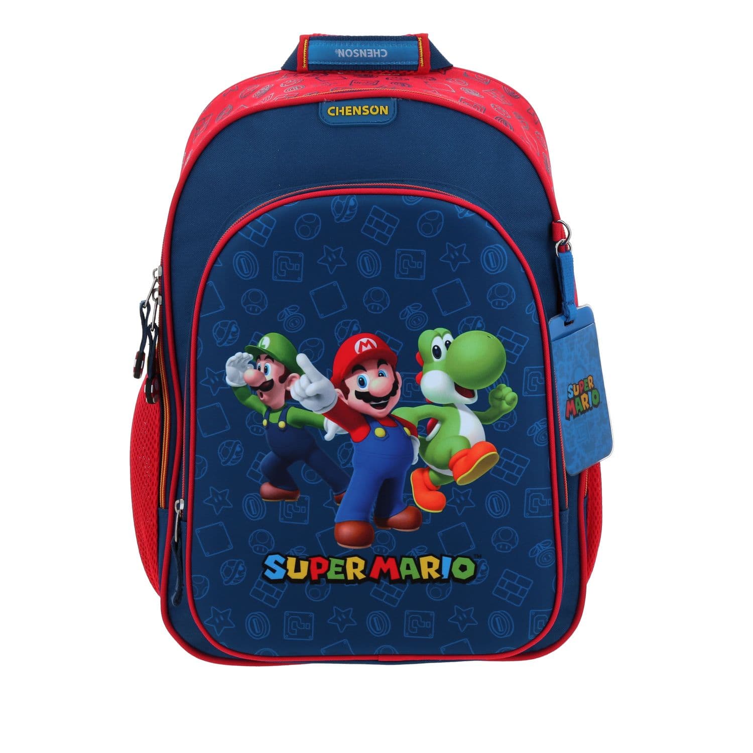 Mochila escolar para niño Mario Bros by Chenson color azul divertida, modelo MB70374-9