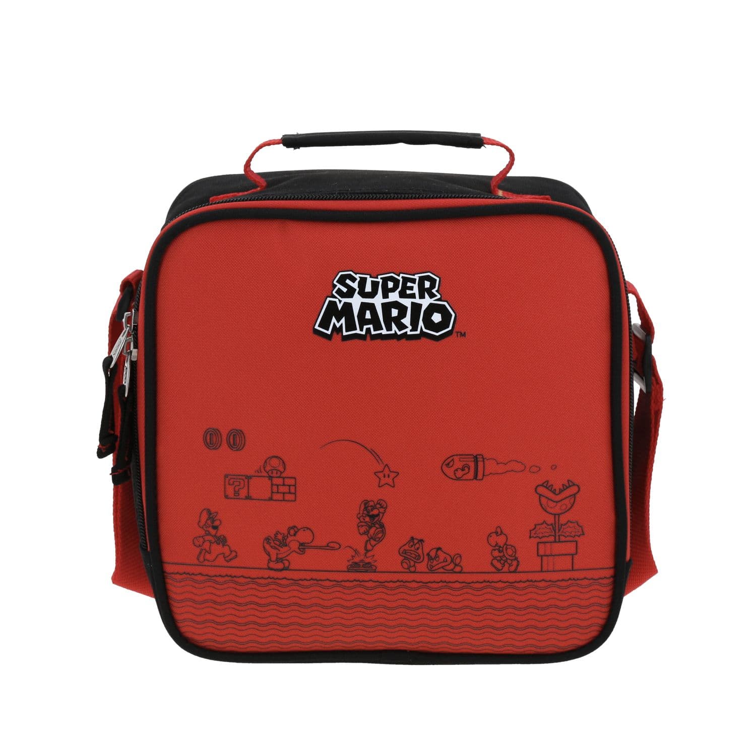 Lonchera escolar Mario Bros by Chenson negra, térmica y duradera, modelo MB70624-3