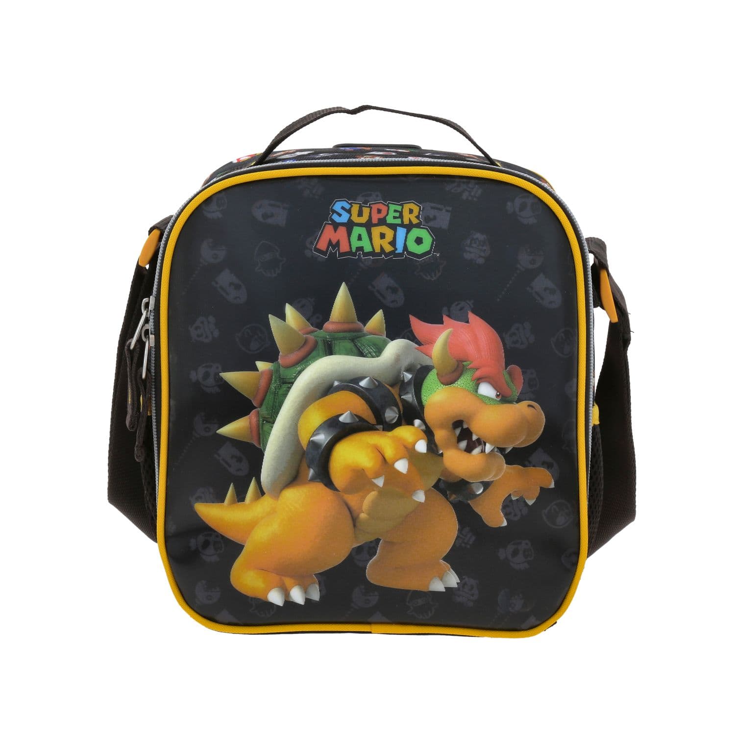 Lonchera escolar térmica Mario Bros by Chenson color negro para niño, modelo MB70712-3