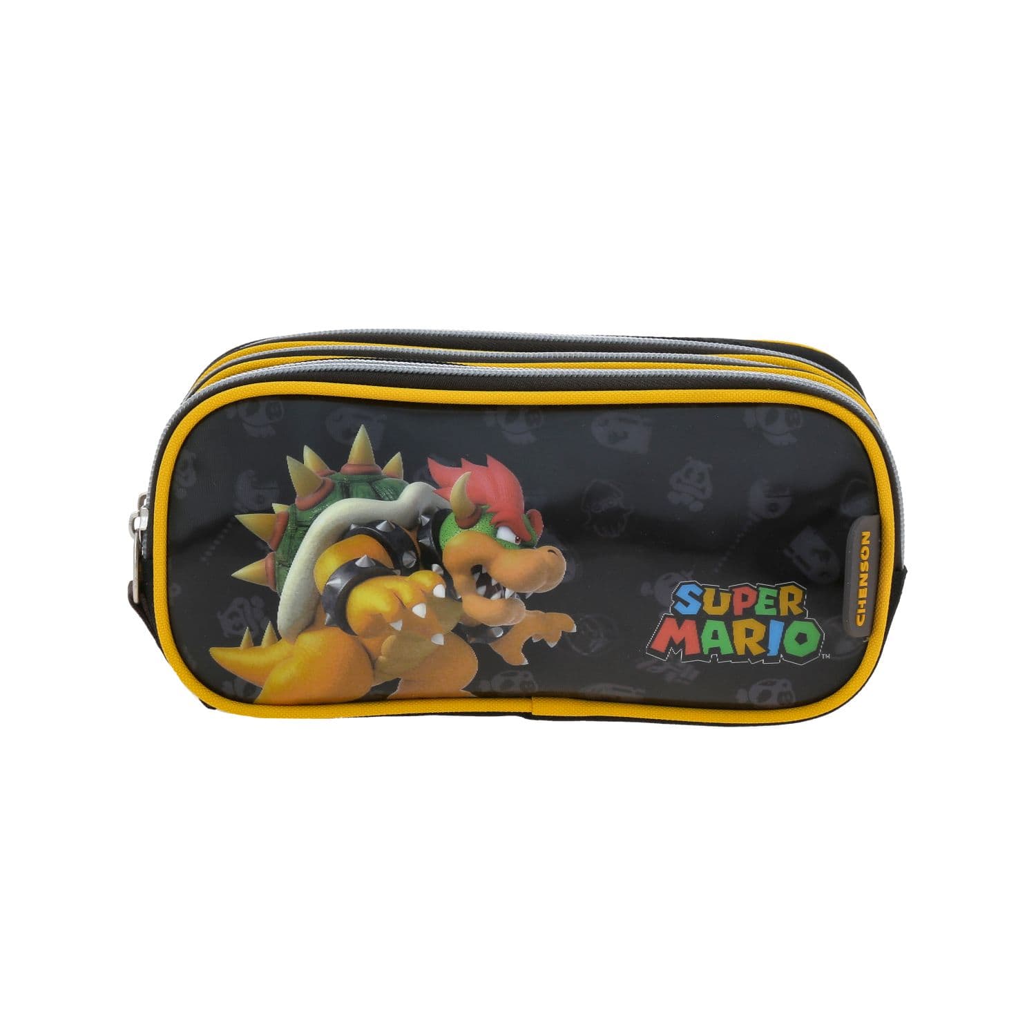 Lapicera escolar para niño Mario Bros by Chenson negra con triple compartimento, modelo MB70713-3