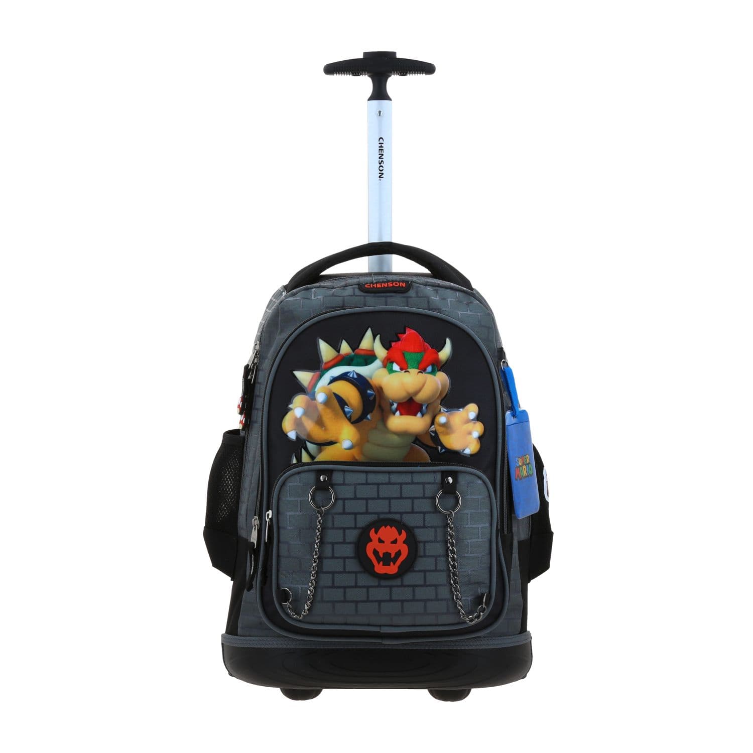 Mochila con Ruedas Mario Bros Gris Chenson Escolar Niño, modelo MB70983-2