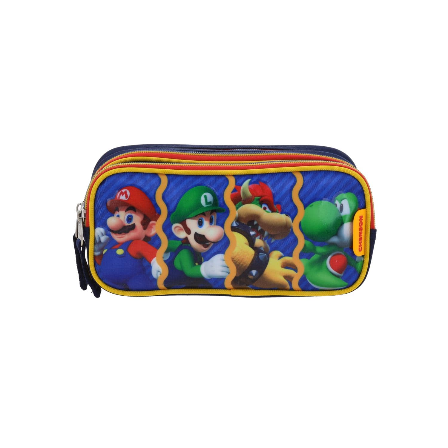 Lapicera Mario Bros Rojo Triple Compartimento Escolar Chenson, modelo MB71083-R