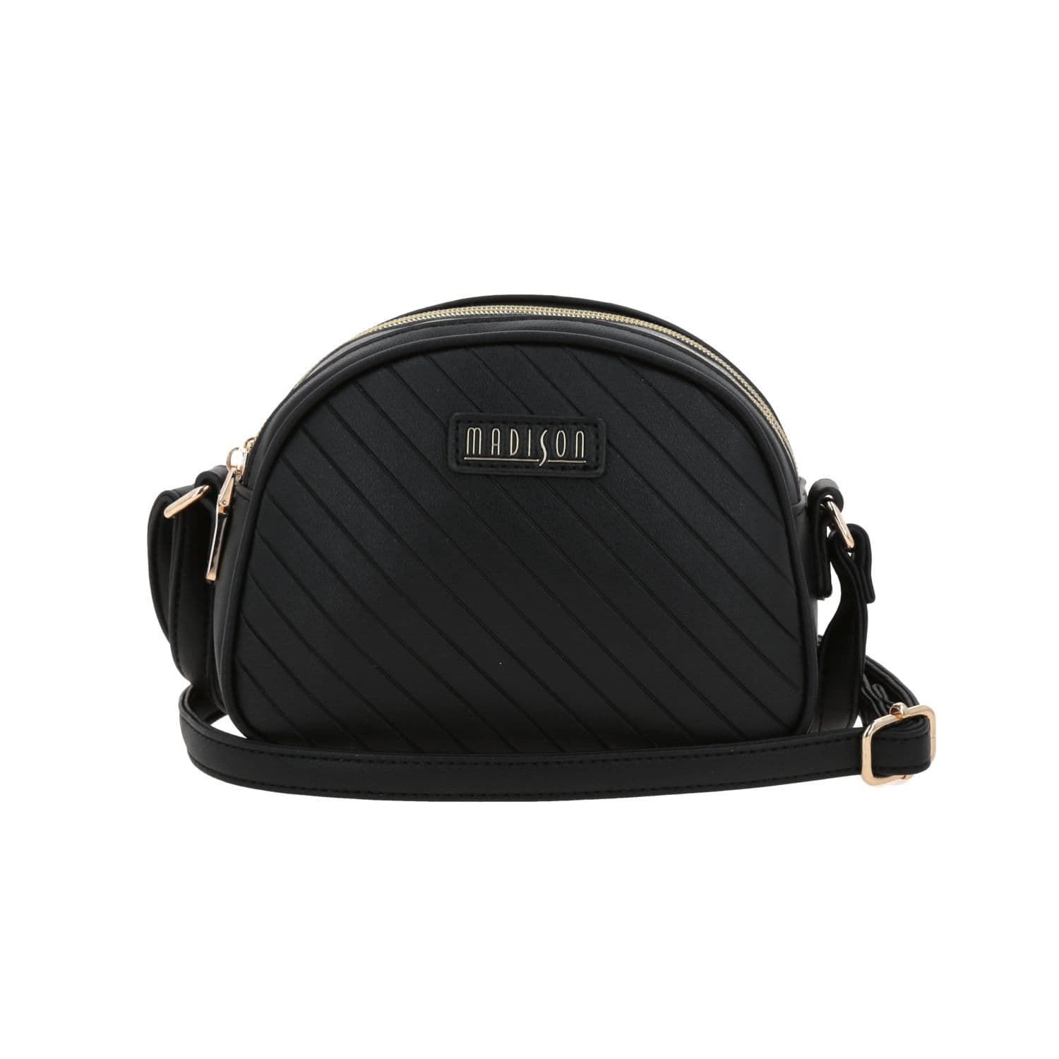 Bolsa de lado para dama Madison by Chenson color negro con doble compartimento, modelo MD25105-3