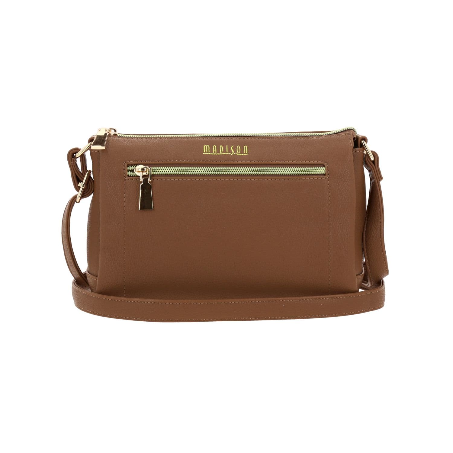 Bolsa de Lado para Dama Madison by Chenson Café con Triple Compartimento, modelo MD25115-B